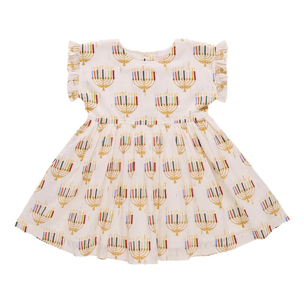 NEW PINK CHICKEN adeline dress in colorful menorahs - Picture 3 of 4